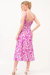 And The Why Square Neck Belted Floral Printed Midi Dress OutfitFlow