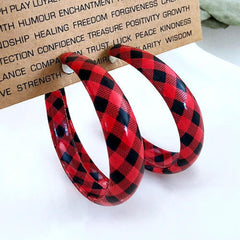 Outfit Flow - Plaid PU Leather Hoop Earrings