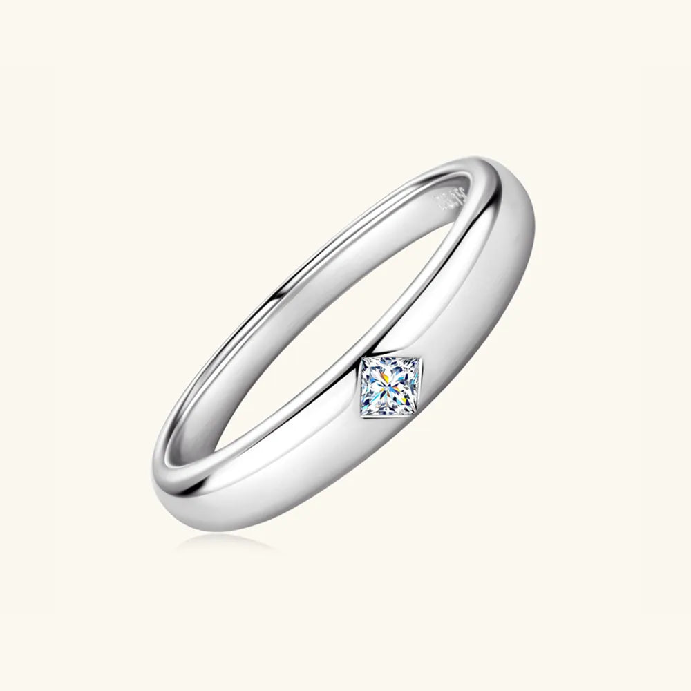 925 Sterling Silver Inlaid Moissanite Ring OutfitFlow