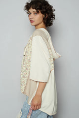 POL Lace-Up Hooded T-Shirt with Paisley Panel Detail OutfitFlow
