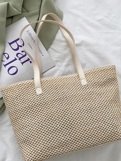 Outfit Flow - Solid Color Woven Tote Bag