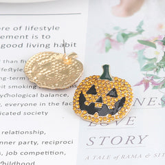 Demon Pumpkin Rhinestone Alloy Earrings OutfitFlow