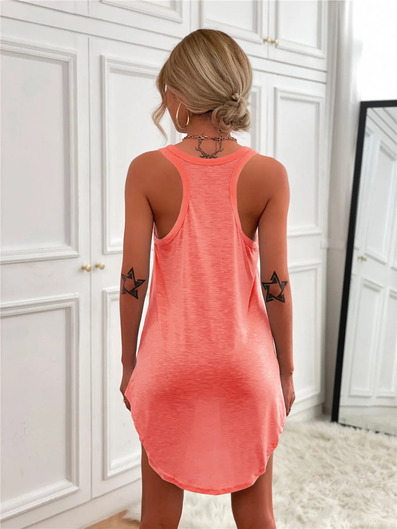 Casual Tank Mini Dress with Curved Hem OutfitFlow