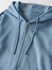 Casual Loose Zip-Up Hoodie OutfitFlow