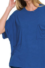 Zenana Oversized Ribbed Round Neck Short Sleeve Tee OutfitFlow