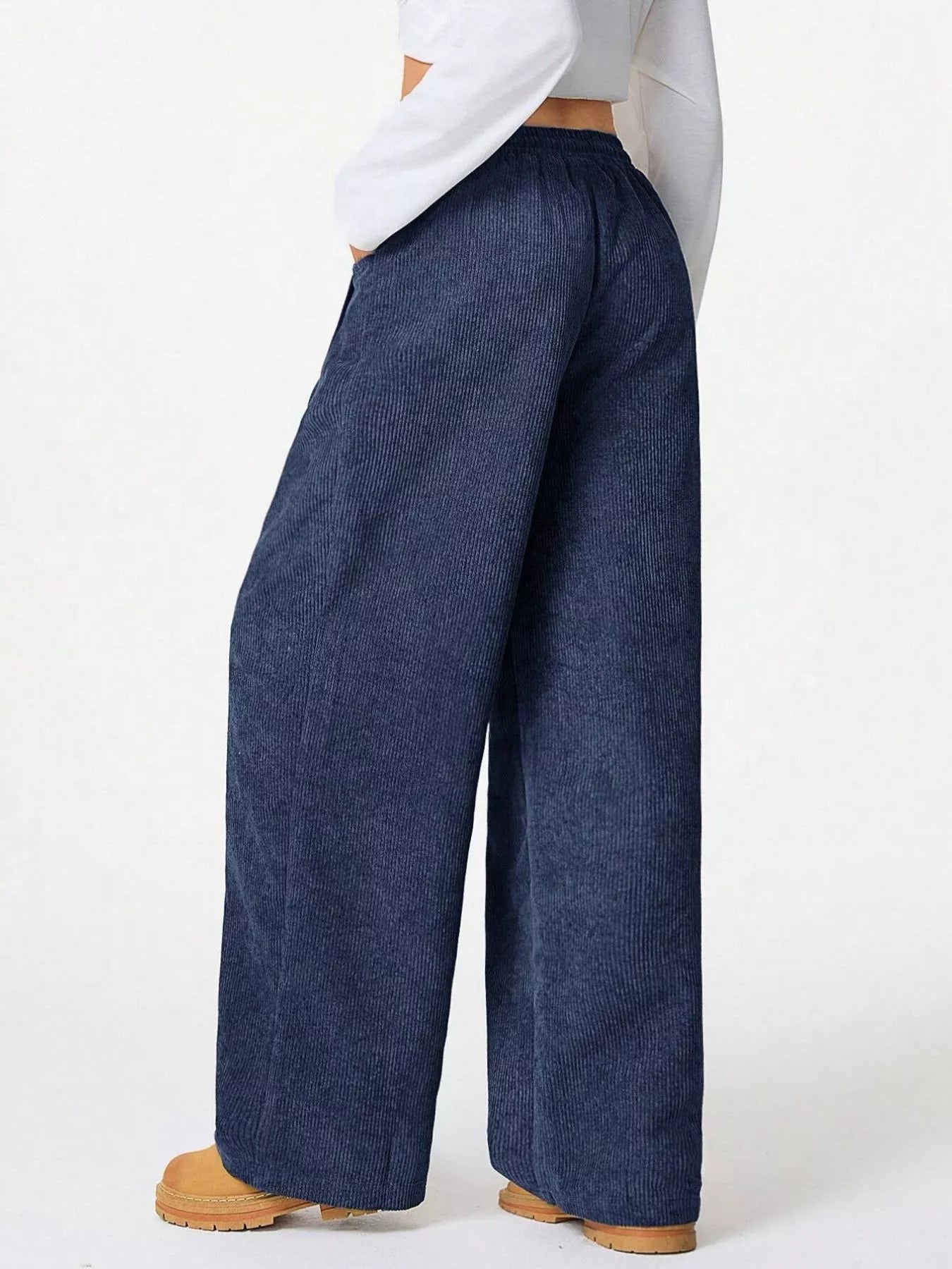 Wide Leg Corduroy Drawstring Pants OutfitFlow