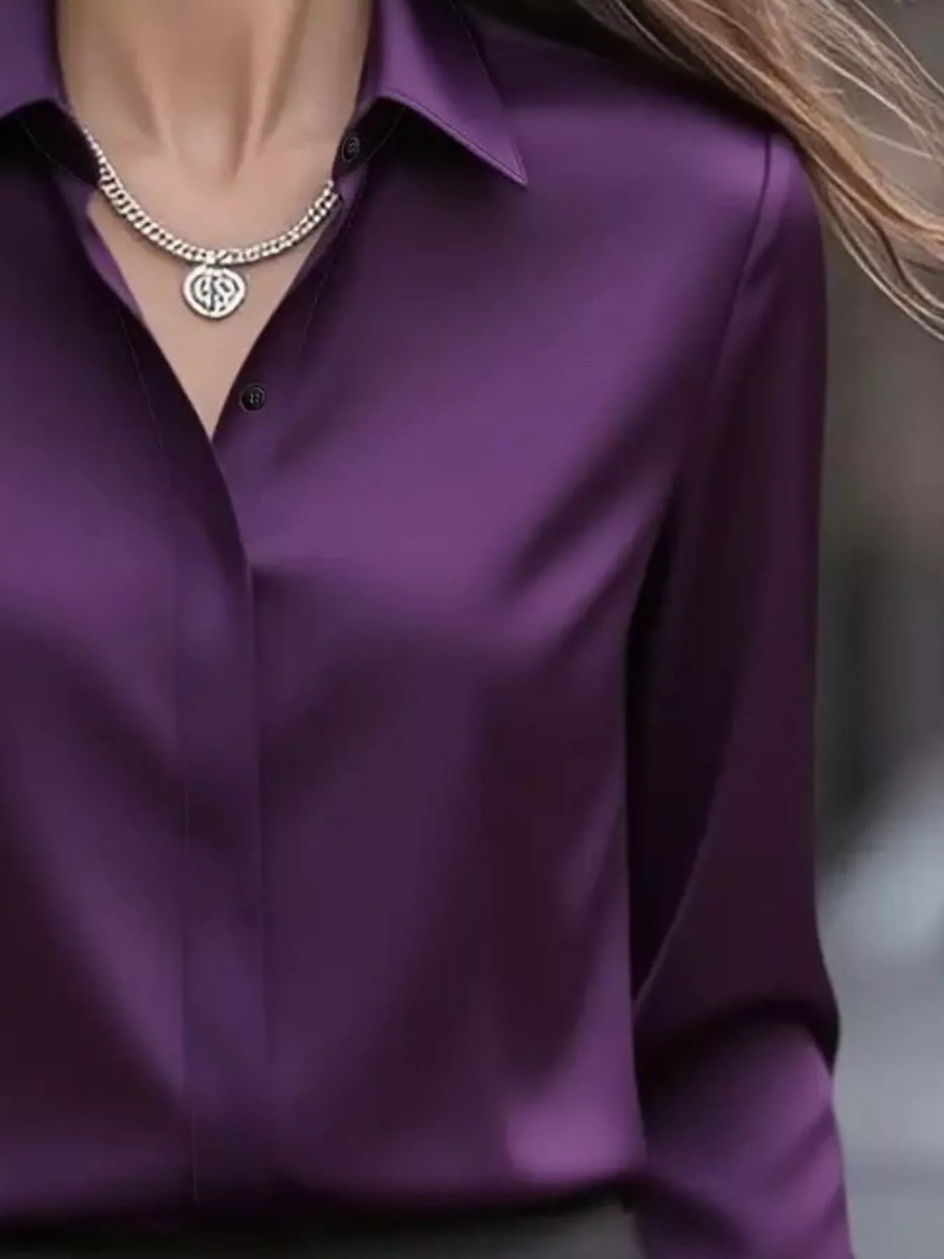 Button Down Collared Neck Long Sleeve Shirt OutfitFlow