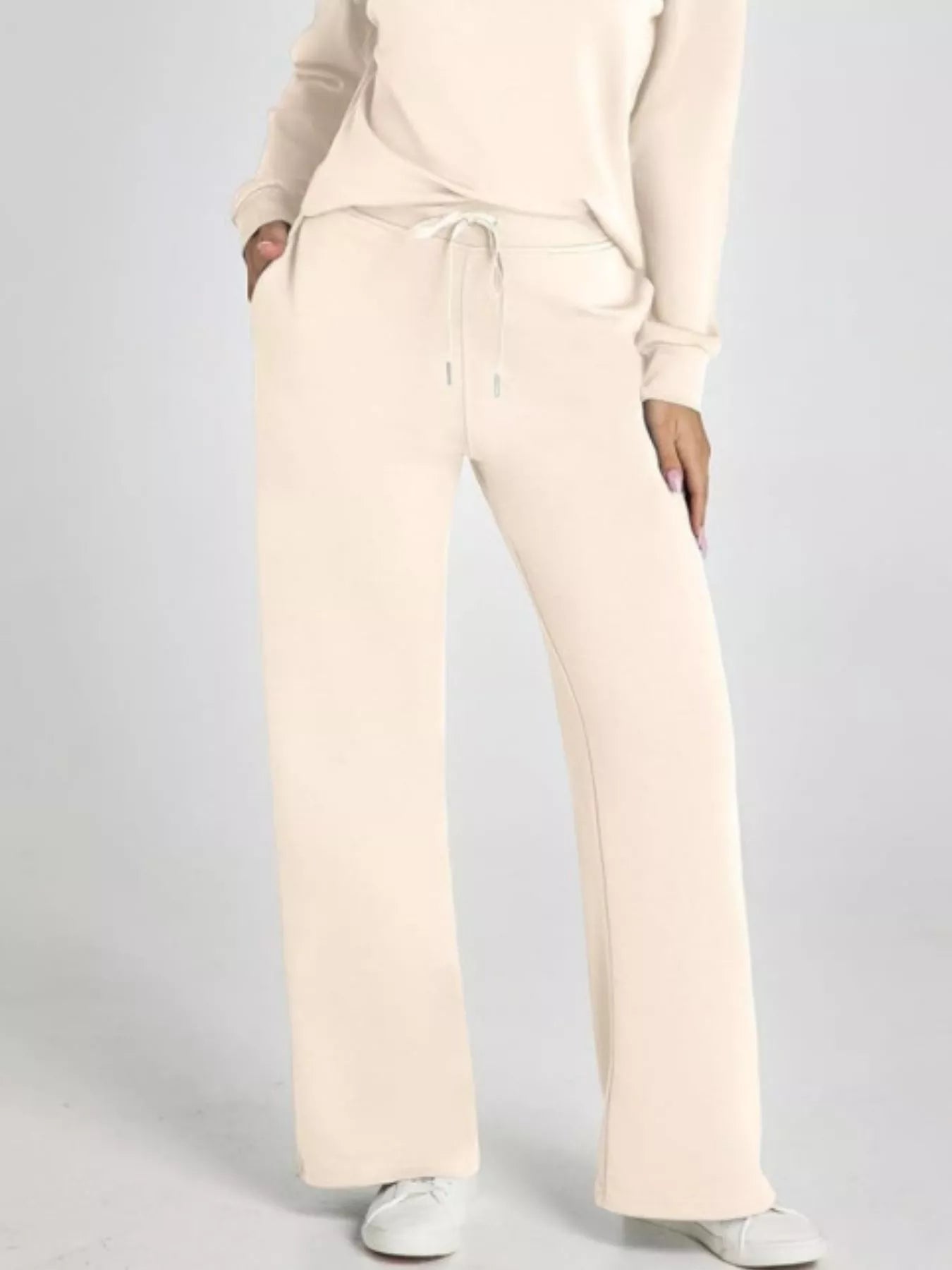 Full Size Johnny Collar Long Sleeve Top and Pants Plus Size OutfitFlow