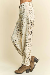 Davi & Dani Abstract Tie Dye Dot Lace Detail Barrel Pants OutfitFlow