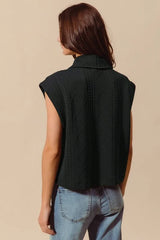 SO ME Cable Quilting Stitch Button Up Knit Vest OutfitFlow