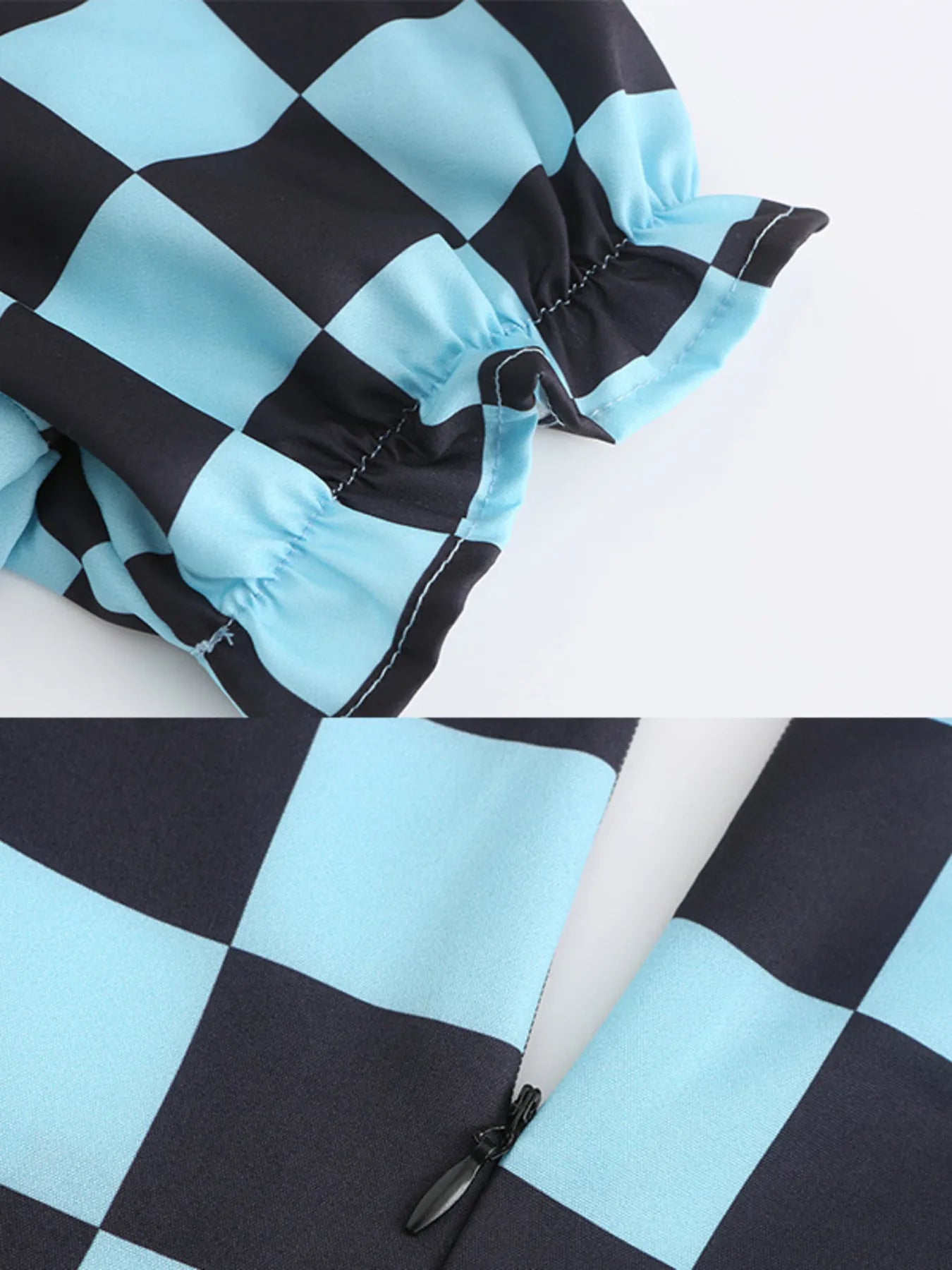Checkered Short Sleeve Tiered Mini Dress OutfitFlow