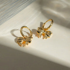 18K Gold-Plated Stainless Steel Bow Earrings OutfitFlow