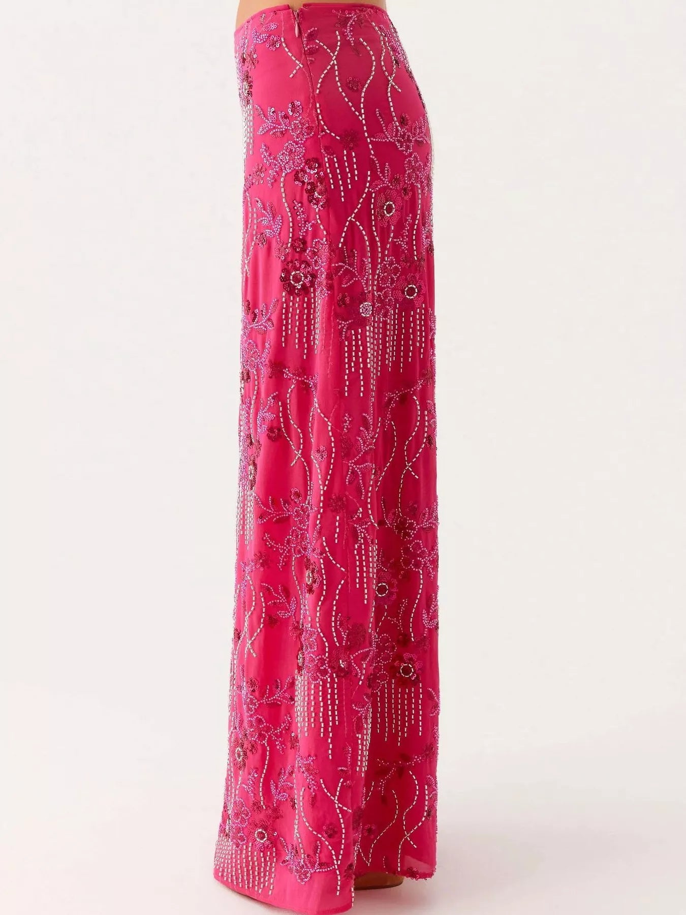 Embroidered Sequin Maxi Skirt OutfitFlow