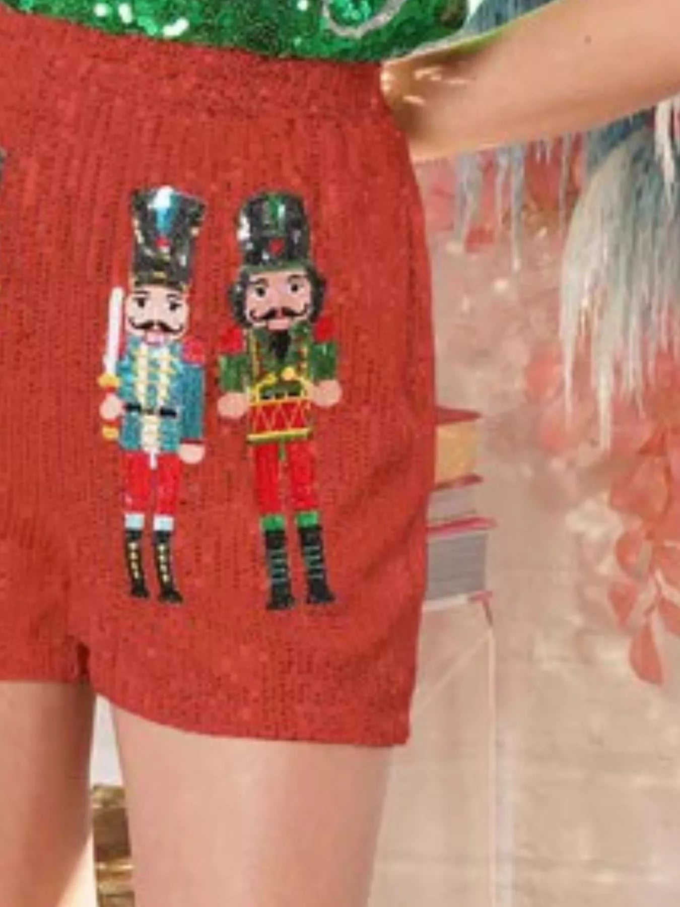 Christmas Sequined Nutcracker Shorts OutfitFlow