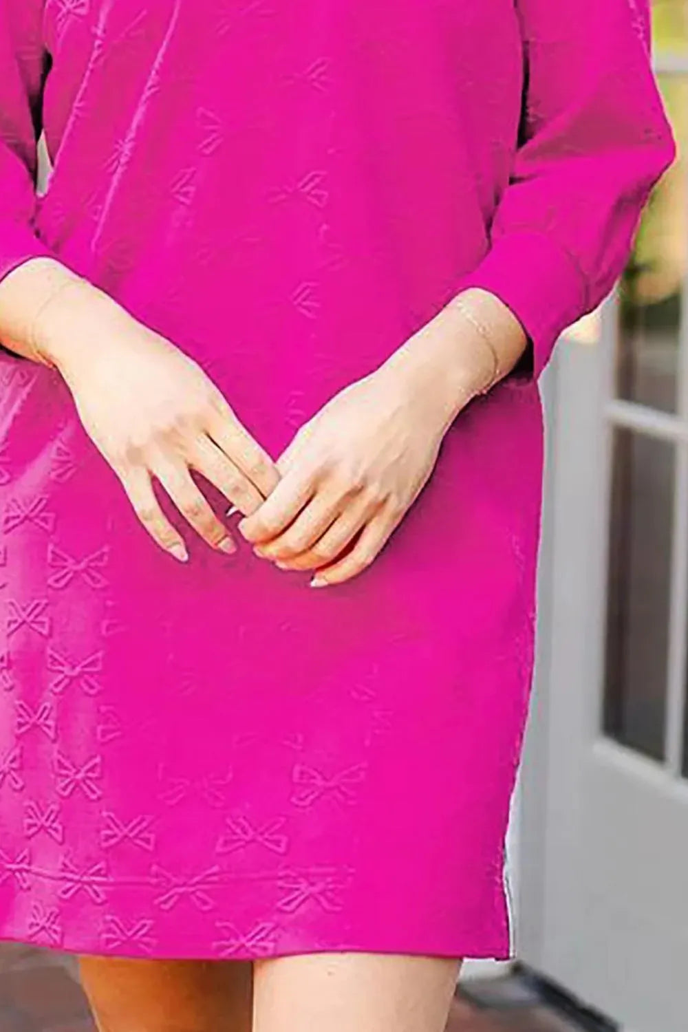 Texture Quarter Zip Long Sleeve Mini Dress OutfitFlow