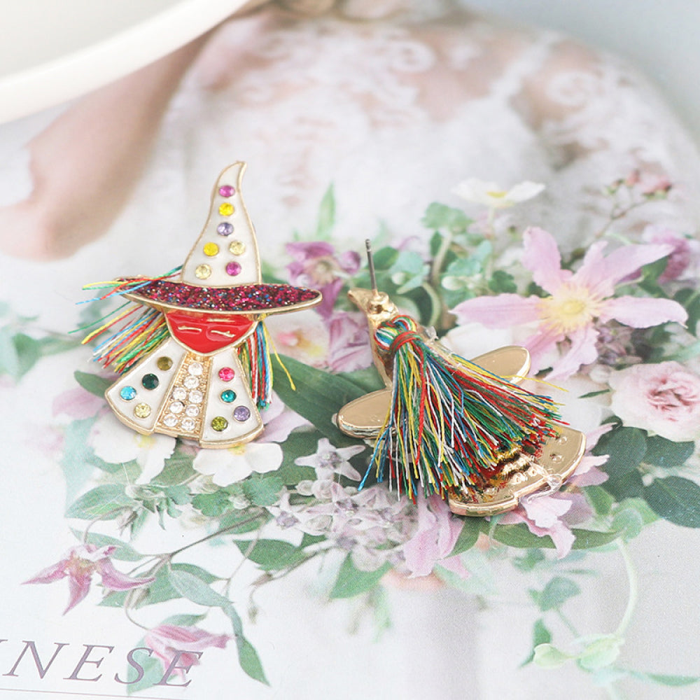 Witch Rhinestone Alloy Earrings OutfitFlow