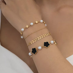 4-Piece 18K Gold-Plated Alloy Resin Bracelet OutfitFlow