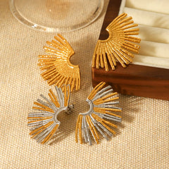 Stainless Steel Fan-Shaped Earrings OutfitFlow