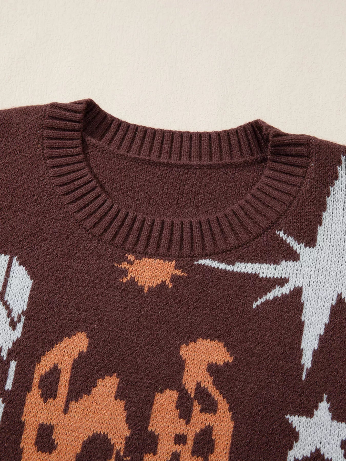 Cowgirl Round Neck Casual Sweater OutfitFlow