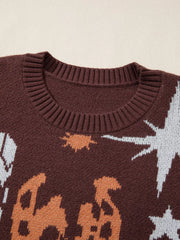 Cowgirl Round Neck Casual Sweater OutfitFlow