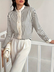 Outfit Flow - Striped Mock Neck Long Sleeve Shirt