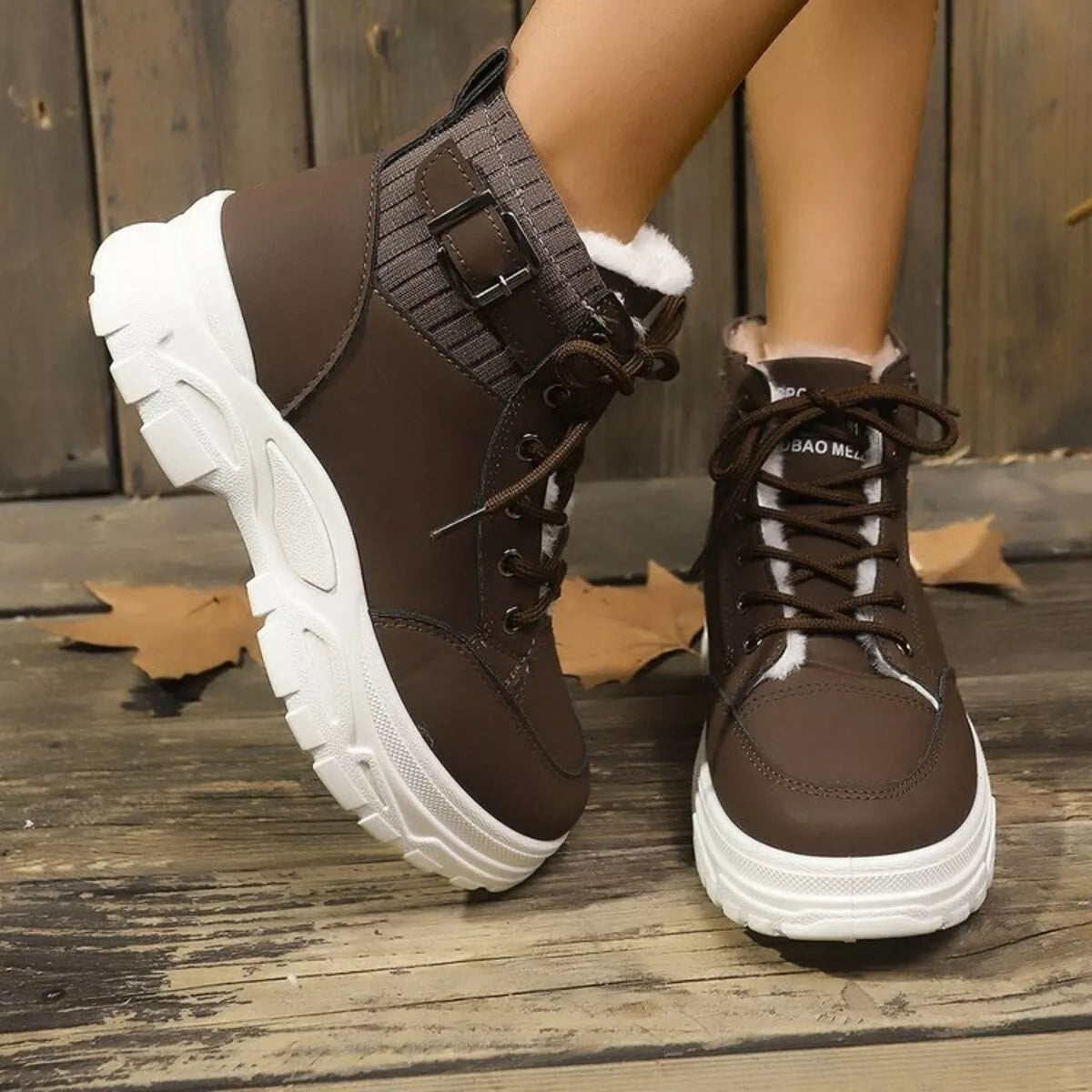 Plush Lining Lace Up Boots Trendsi