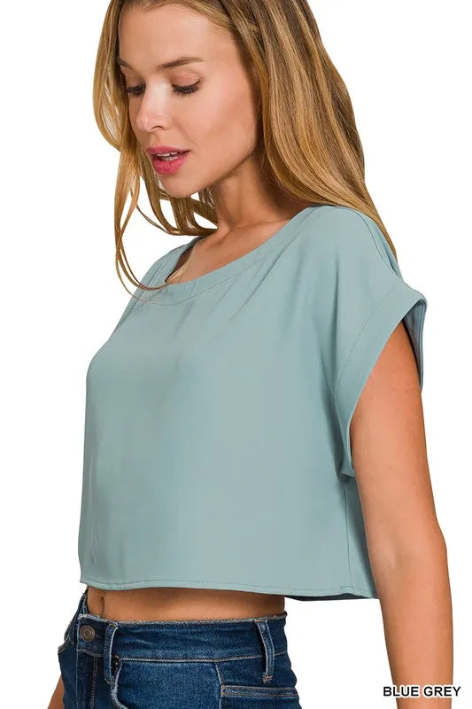 Zenana Heavy Woven Span Crop Tee & Skirt Set OutfitFlow
