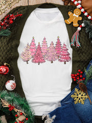 Full Size Lighting Christmas Trees Graphic Tee Plus Size OutfitFlow