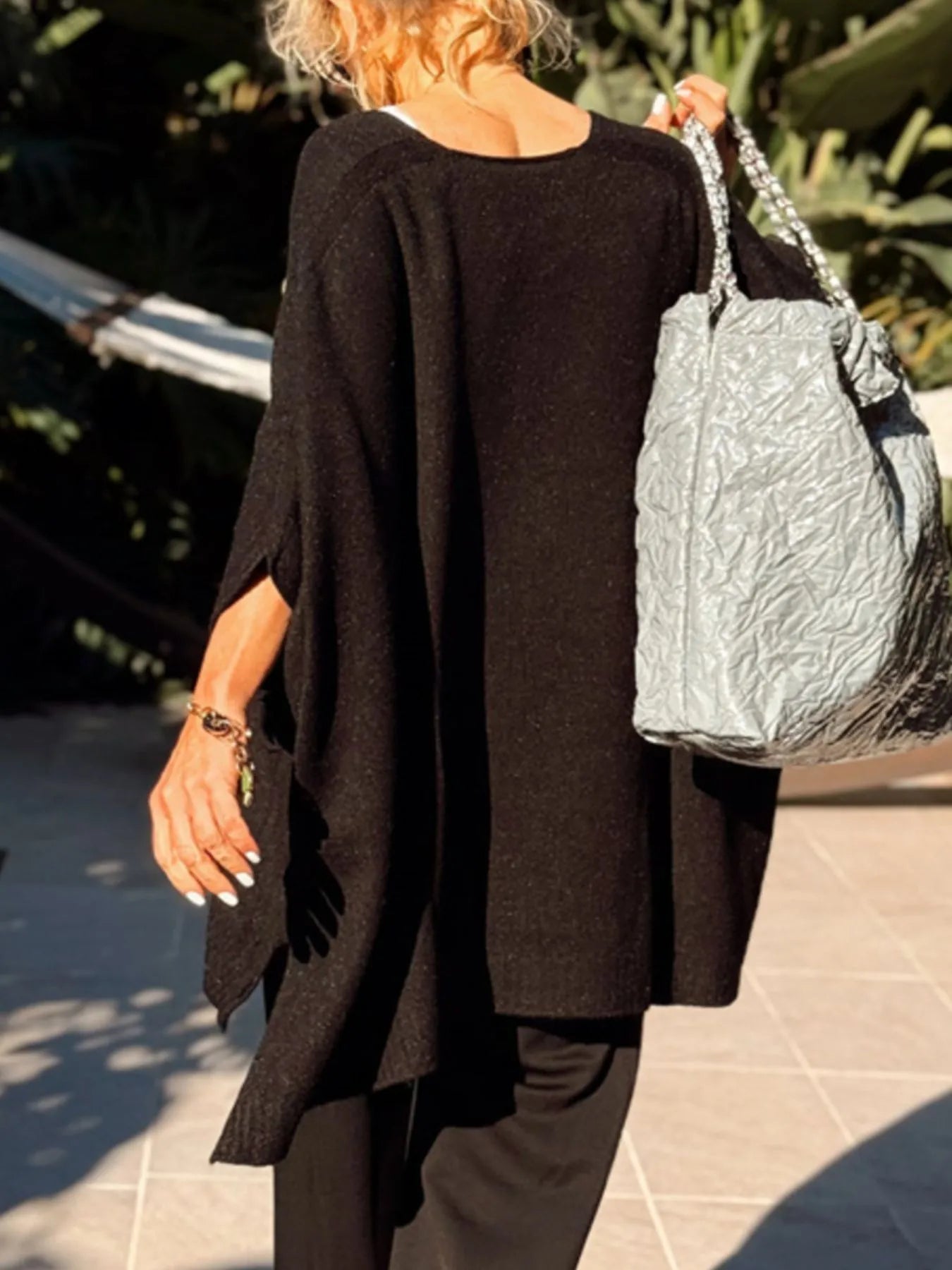 Ribbed Hem V-Neck Sweater OutfitFlow