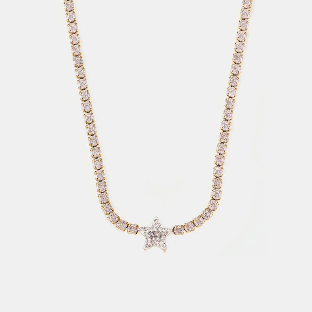 Titanium Steel Zircon Star Necklace OutfitFlow