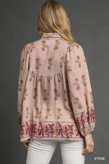 Umgee Floral Boho Peasant Blouse OutfitFlow