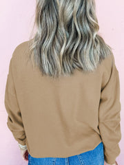 Embroidered Clover Pattern Round Neck Sweatshirt OutfitFlow