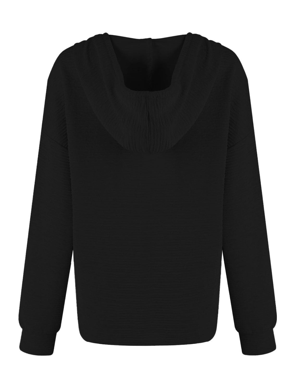 Outfit Flow - Drawstring Quarter Button Long Sleeve Hoodie