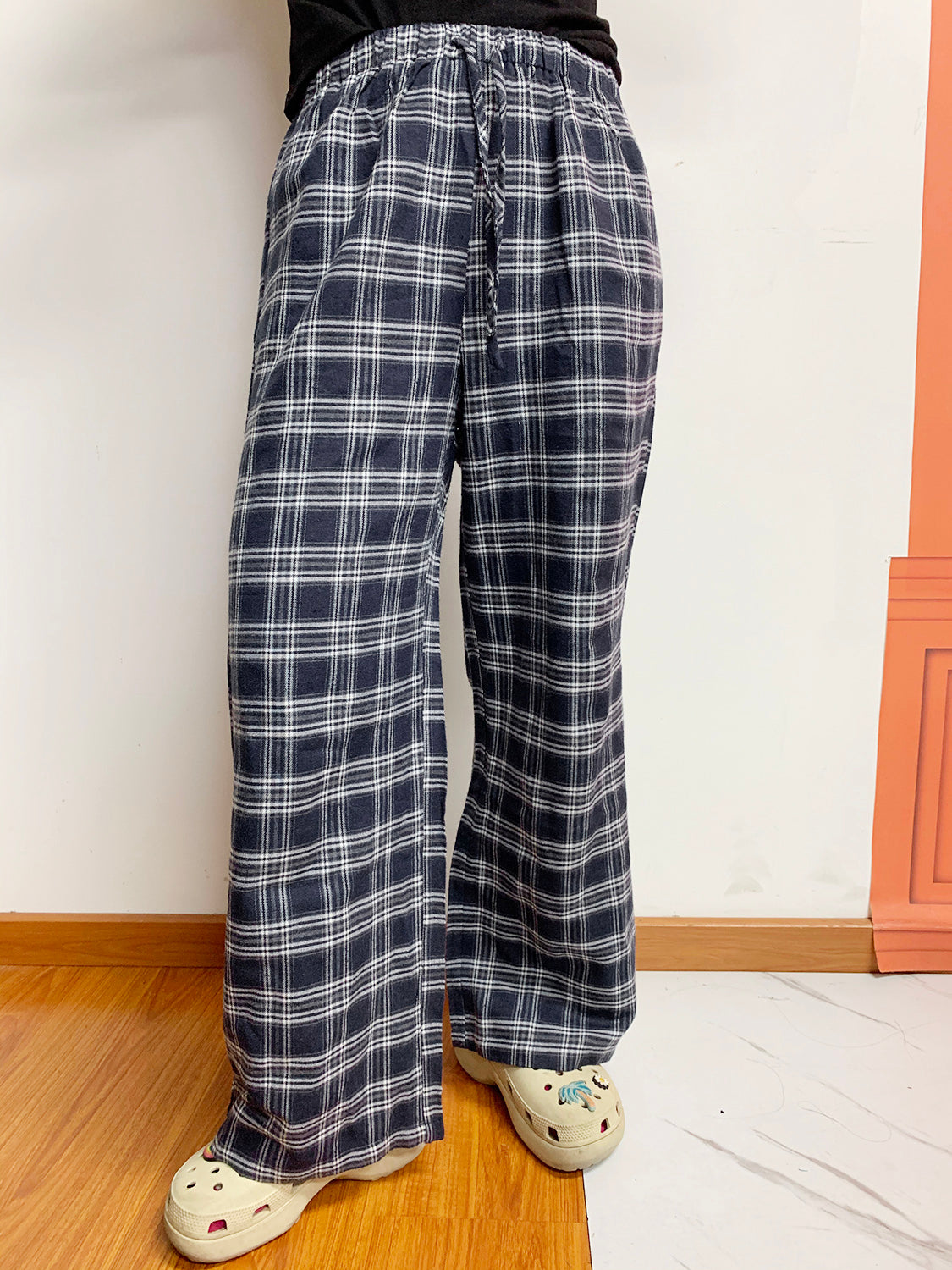 Outfit Flow - Plaid Drawstring Wide Leg Pants