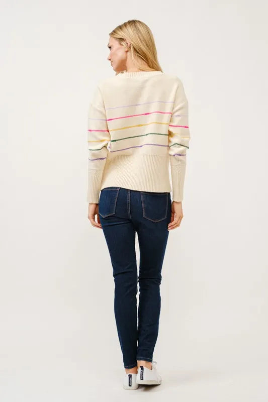 And The Why Multi Striped Pullover Sweater Top OutfitFlow