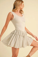 Frill Sleeveless Drop Waist Mini Dress OutfitFlow