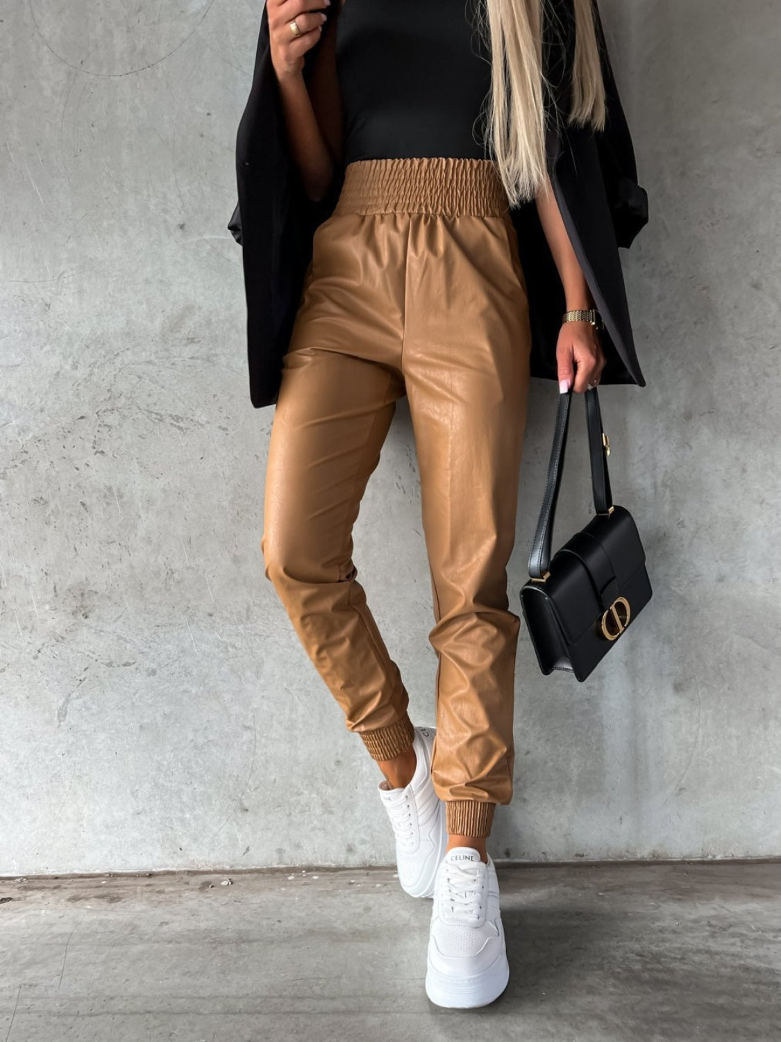 Outfit Flow - Smocked High Waist Pants with Pockets