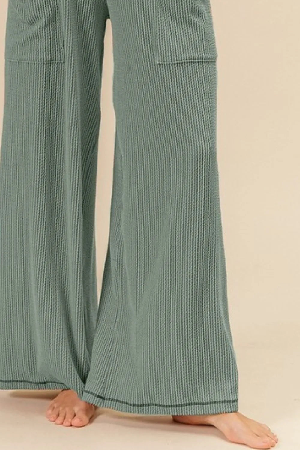 BiBi 2tone Cord Rib Waist Band Side Pocket Pants OutfitFlow