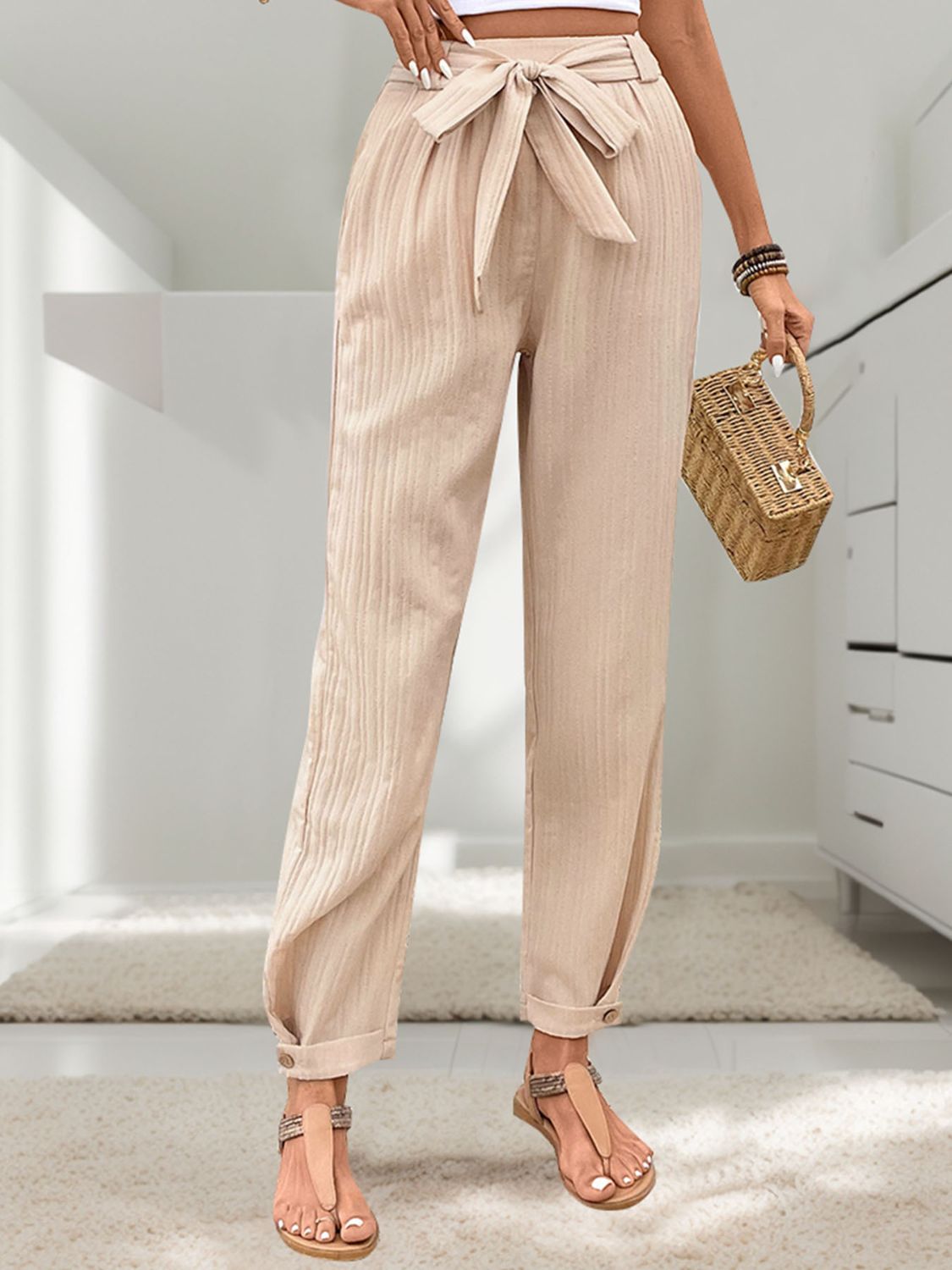 Outfit Flow - Perfee Tied High Waist Pants