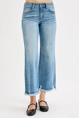 RISEN Full Size Mid Rise Crop Wide Leg Jeans Plus Size OutfitFlow