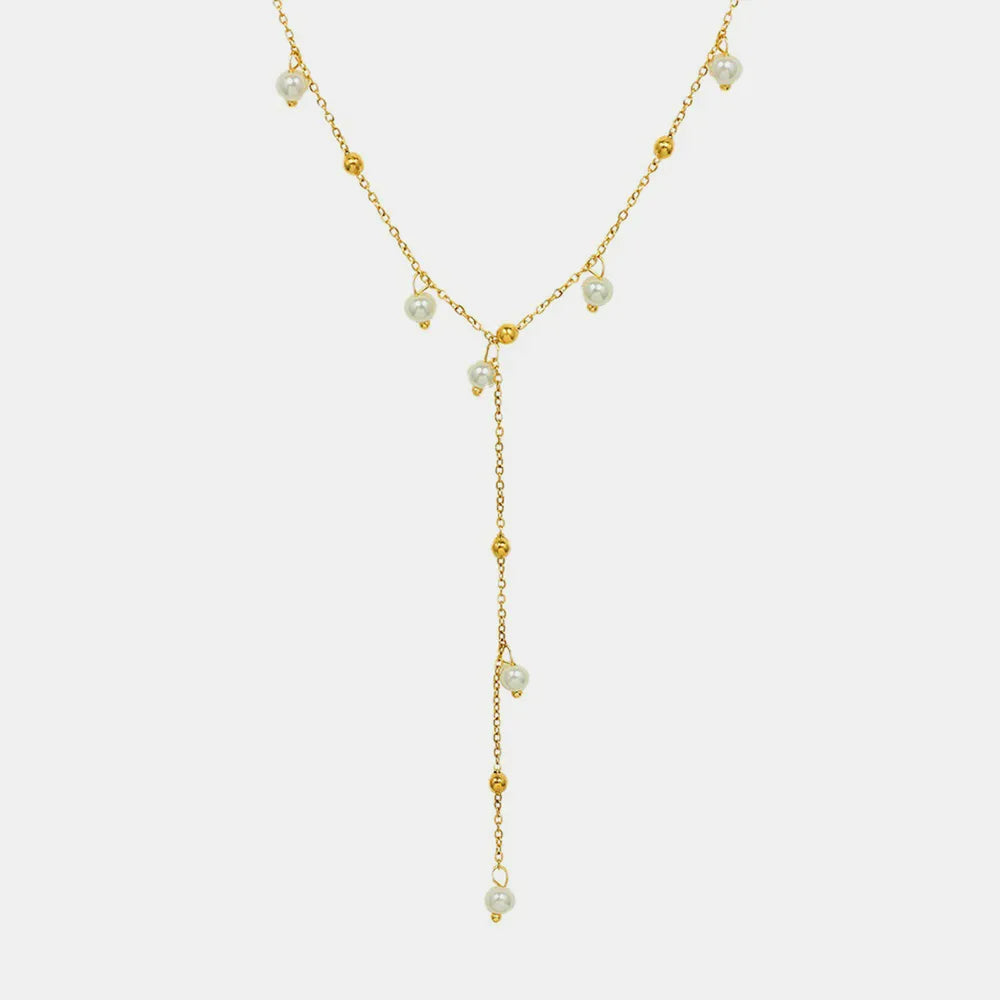 18K Gold-Plated Pearl Drop Necklace Gold One Size OutfitFlow