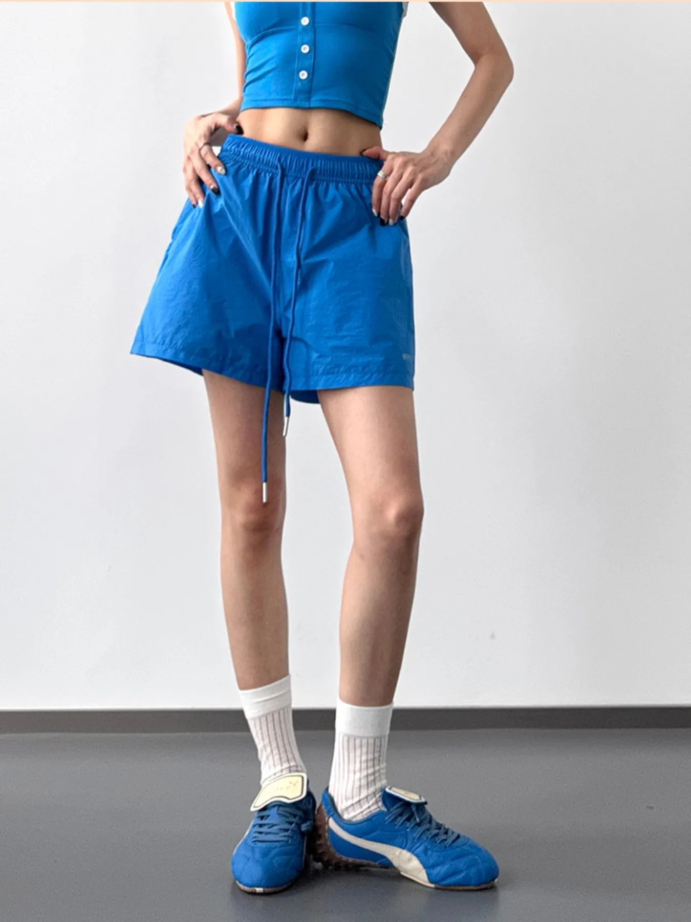 High Waisted Drawstring Shorts OutfitFlow