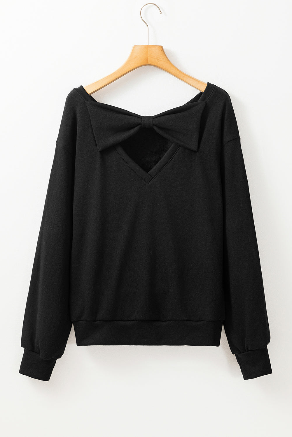 Outfit Flow - Bow Cutout Round Neck Long Sleeve Sweatshirt