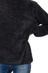 Zenana Round Neck Balloon Sleeve Chenille Sweater OutfitFlow