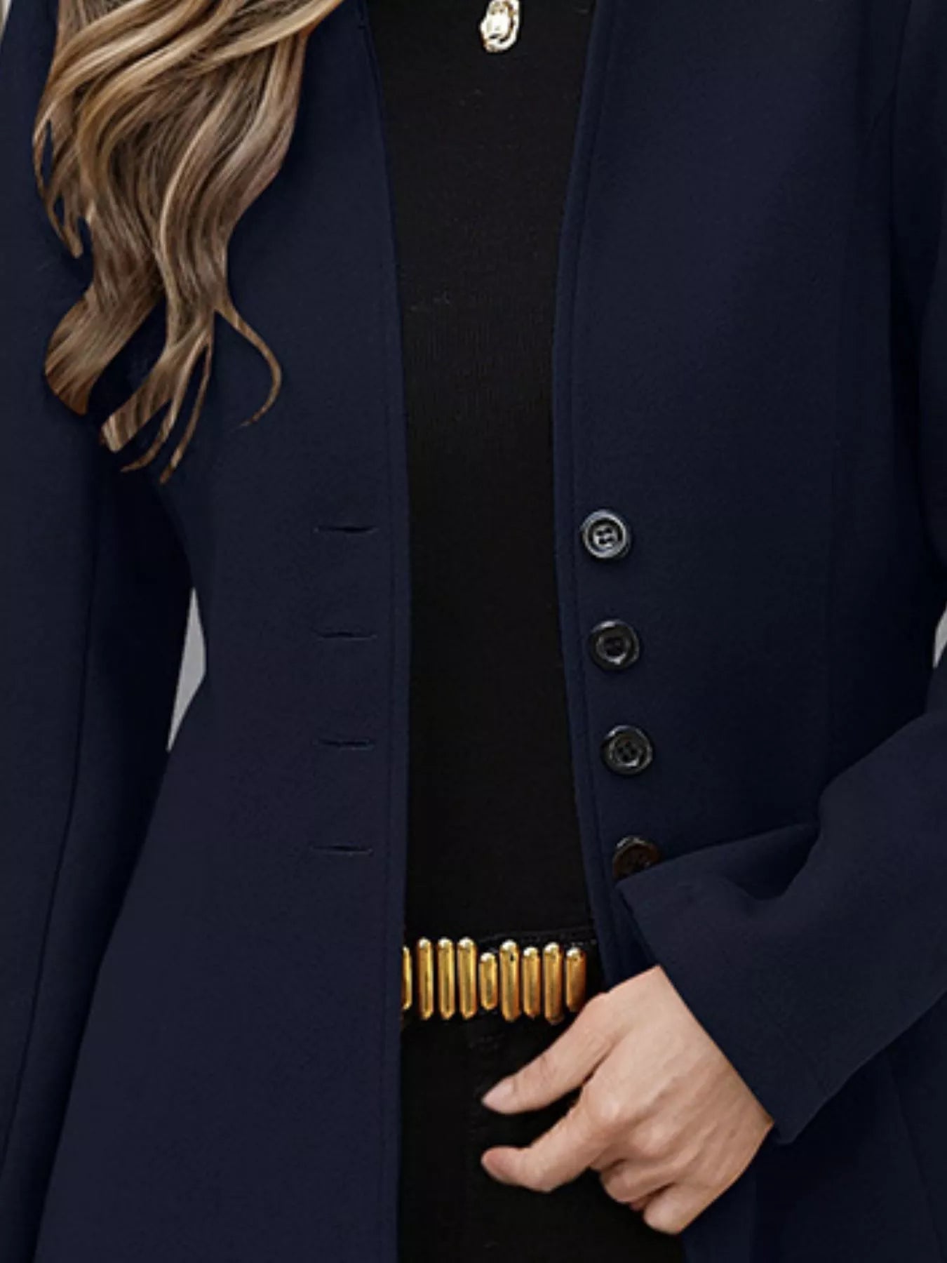 Button Up Long Sleeve Coat Trendsi