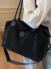 Adjustable Shoulder Strap Travel Duffel Bag Black One Size OutfitFlow