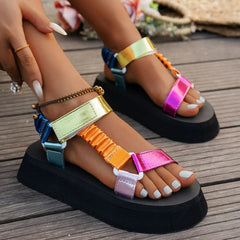 Open Toe Platform Sandals Rainbow OutfitFlow