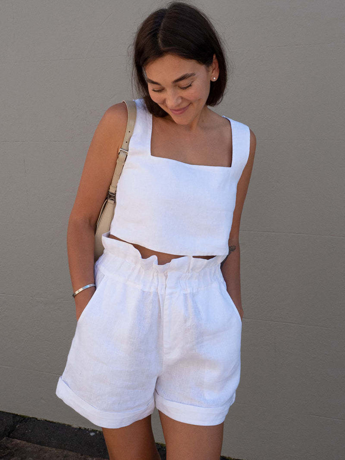 Outfit Flow - Square Neck Sleeveless Top and Shorts Set