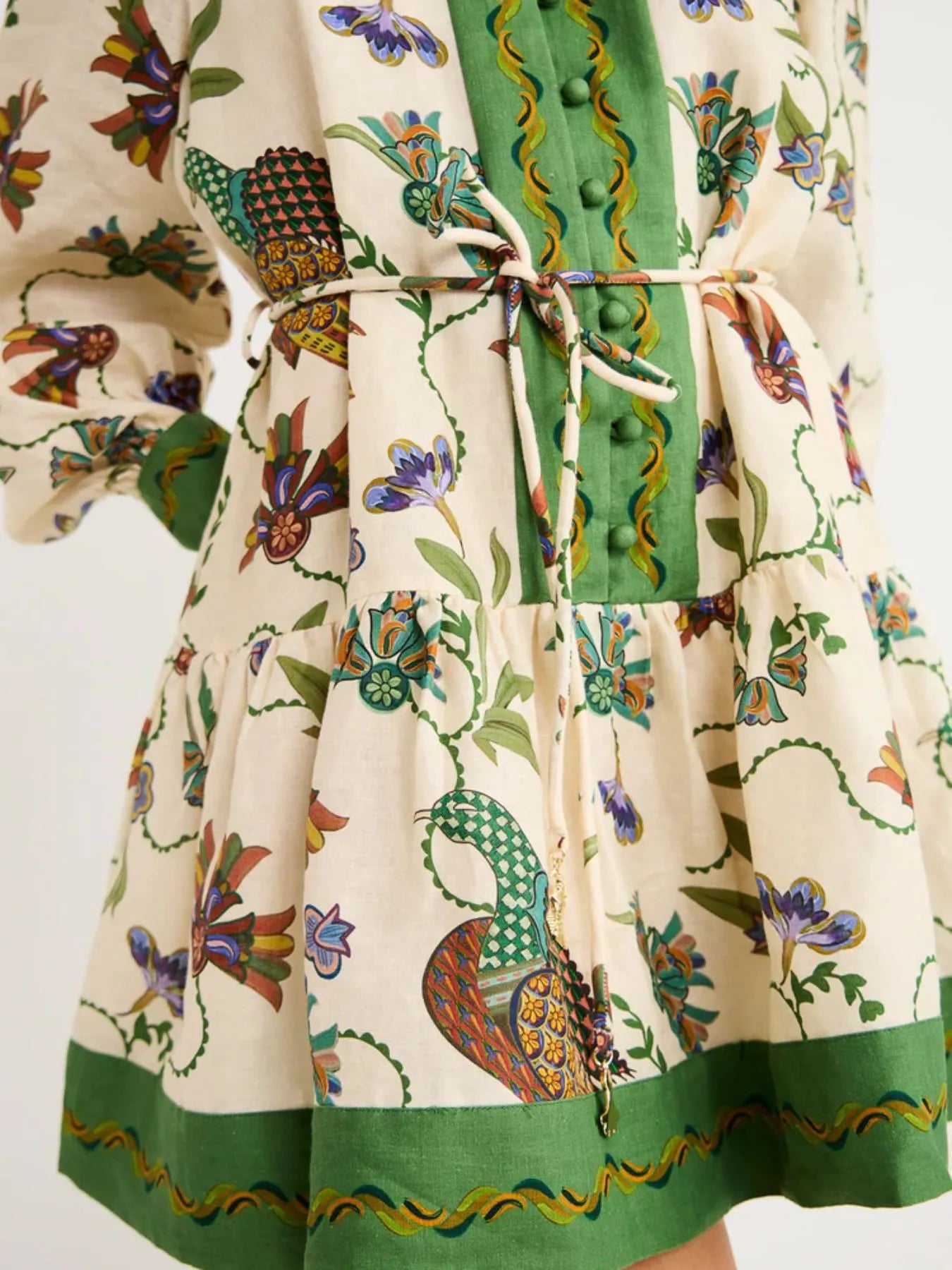 Printed Lantern Sleeve Shirt Dress OutfitFlow