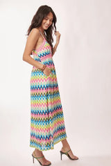 Davi & Dani Multi Color Crochet Lace Midi Dress OutfitFlow